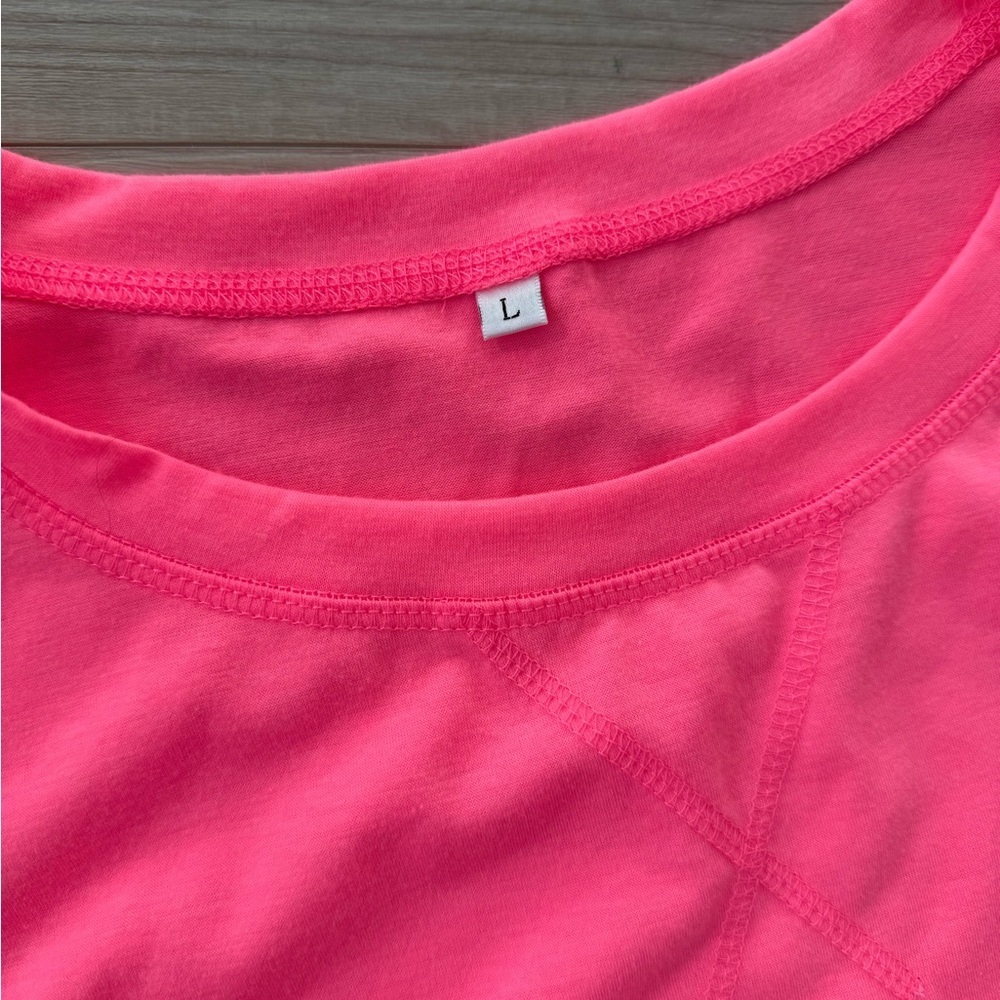 Neon pink women’s lounge wear casual high low top size large - Picture 2 of 5